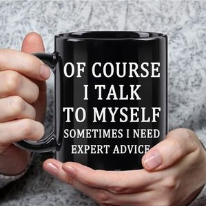 NWT! GR8am Black Heat Sensitive Color Changing Mug "Of Course I Talk To Myself"